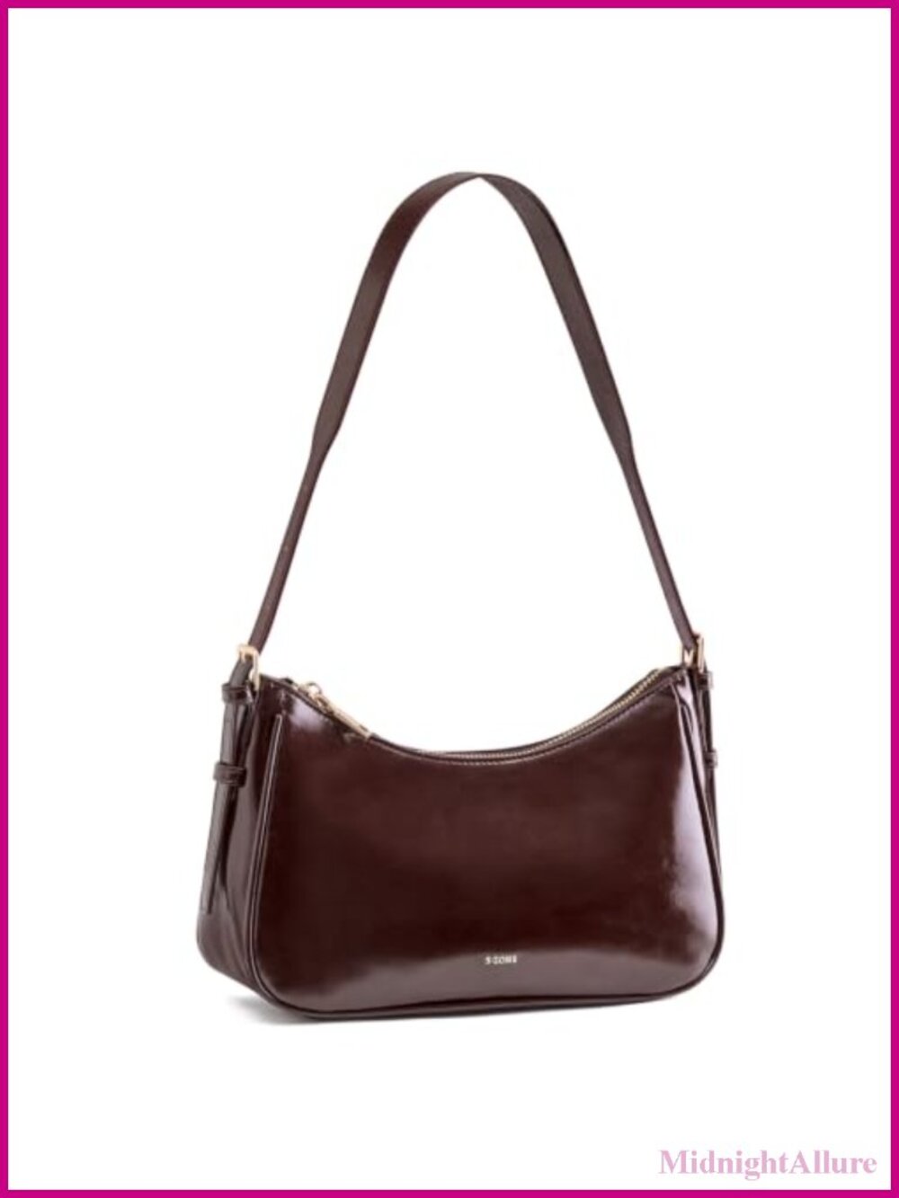 S-ZONE Patent Vegan Leather Hobo Shoulder Bag Small Adjustable Purse